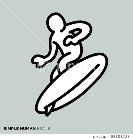 シンプルな人間のアイコンシリーズ　「サーフィンする人」 92803528