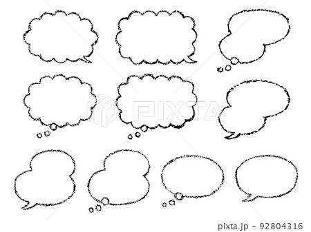手描きクレヨンタッチの吹き出し 手描きクレヨンタッチの吹き出し 92804316