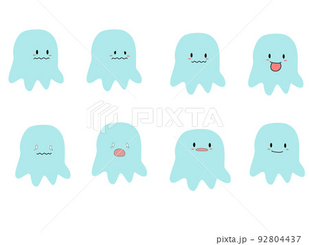 ハロウィンの挿絵に！水色のお化け 92804437