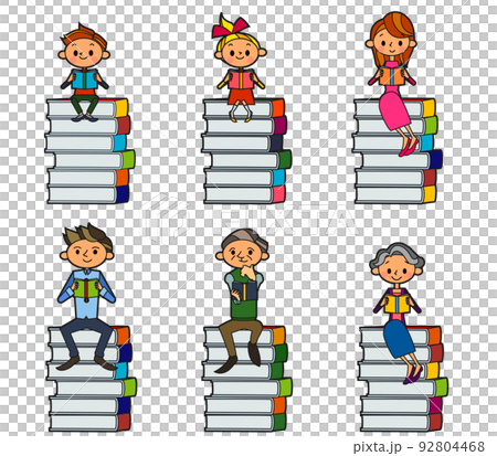 There is a family line that sits on a pile of books and reads 92804468