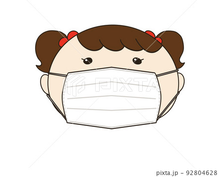 白い不織布マスクをしている女の子 子ども 幼児 白い不織布マスクをしている女の子 子ども 幼児 92804628