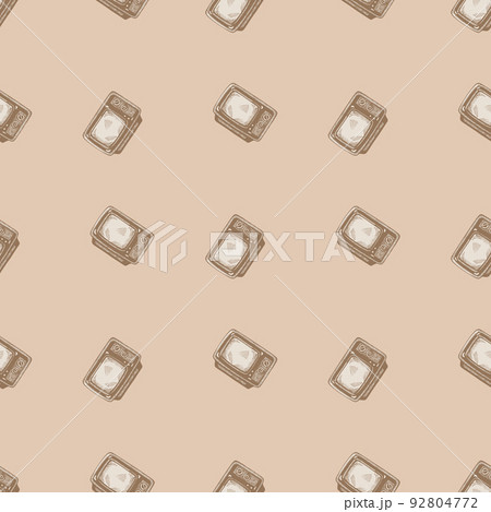 Retro TV engraved seamless pattern. Vintage television media equipment in hand drawn style. Retro TV engraved seamless pattern. Vintage television media equipment in hand drawn style. 92804772