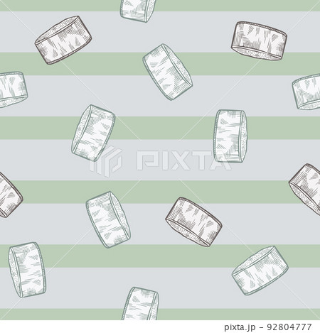 Chef hat engraved seamless pattern. Kitchen small element in hand drawn style. 92804777