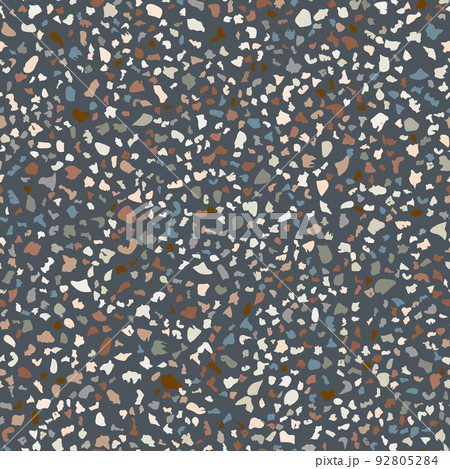 Dark grey terazo flooring seamless texture with pieces of granite, quartz, glass and stone 92805284