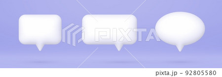3d speech bubbles set, realistic white chat dialogue quotes, social media communication elements 92805580