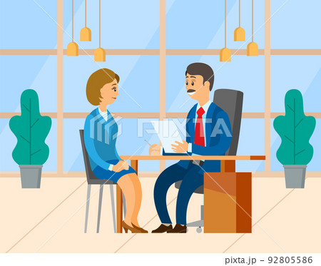 Bass and Woman in Office, Interview on New Job 92805586