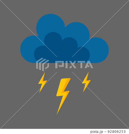 Image of a thunder blue cloud and yellow lightning. 92806253
