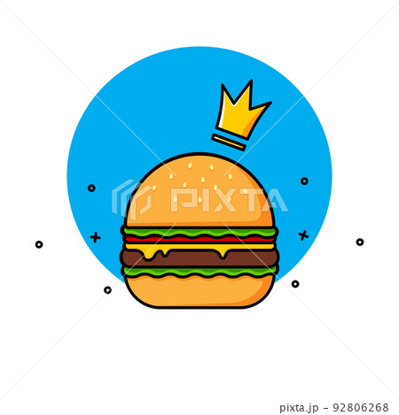 Cartoon burger illustration. Vector image. Cartoon burger illustration. Vector image. 92806268