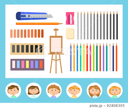 Classmates and Supplies for Drawing Art Lessons 92806305