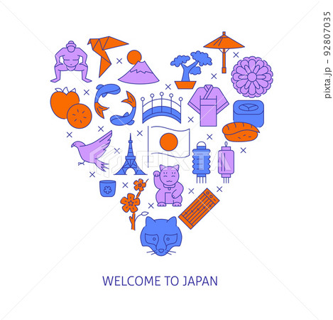 Welcome to Japan poster in line style Welcome to Japan poster in line style 92807035