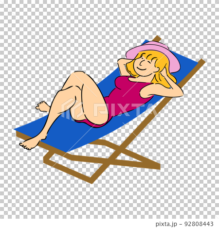 放鬆與吊床的泳裝的一名婦女 92808443