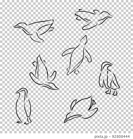 由線描繪製的企鵝插圖集 92808444
