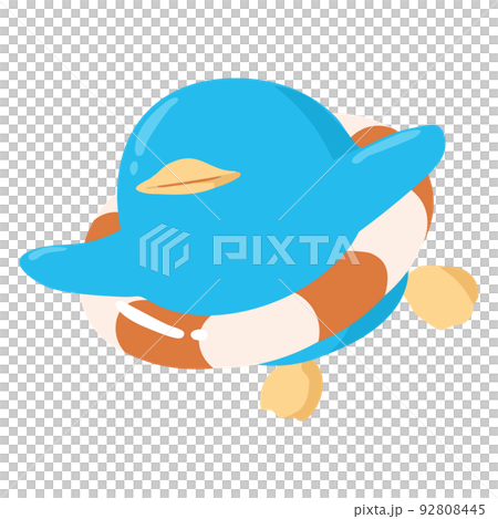 一隻簡單的企鵝玩花車的插圖 92808445