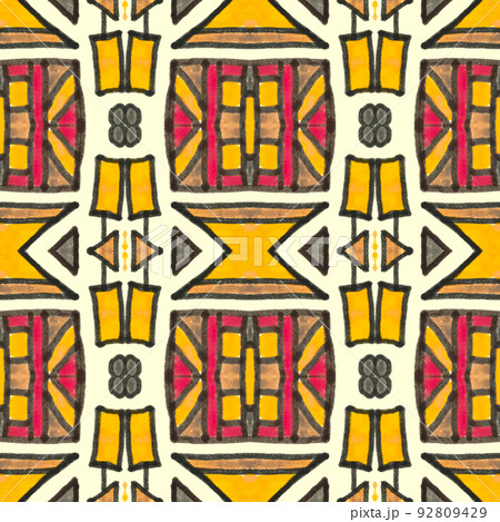 Seamless peruvian pattern. Hand drawn aztec illustration. 92809429