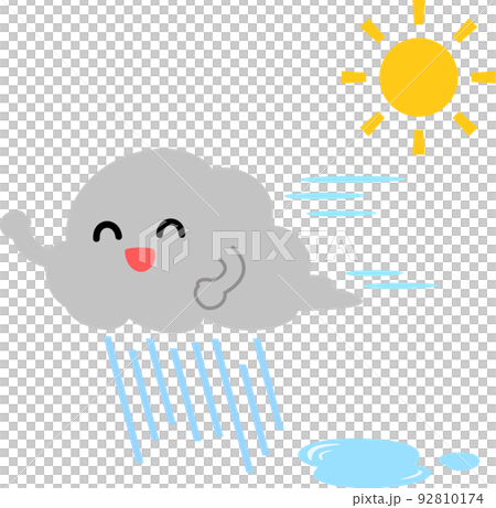 通り雨を降らす雲のキャラクター 92810174