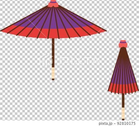 Open Japanese umbrella and closed Japanese umbrella 92810175