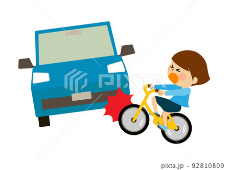 自転車に乗った人と自動車の衝突事故 自転車に乗った人と自動車の衝突事故 92810809