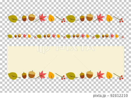 秋天的圖像線材料和標題框架/落葉橡子 92812210