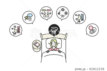 眠れない若い女性 92812236