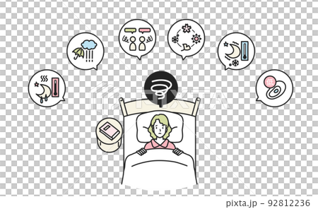眠れない若い女性 92812236