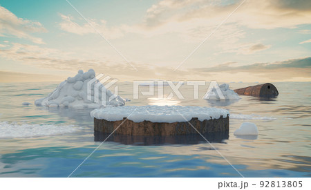 climate change with melting polar ice with podium design climate change with melting polar ice with podium design 92813805