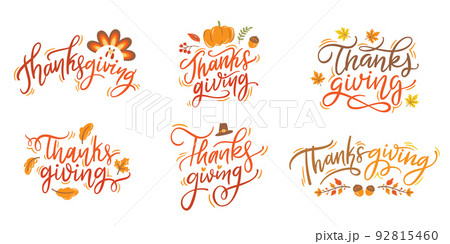 Hand lettering of thanksgiving day festival celebration 92815460