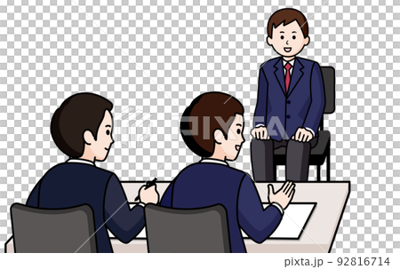 一名男學生接受面試 兩名男面試官 一名男學生接受面試 兩名男面試官 92816714