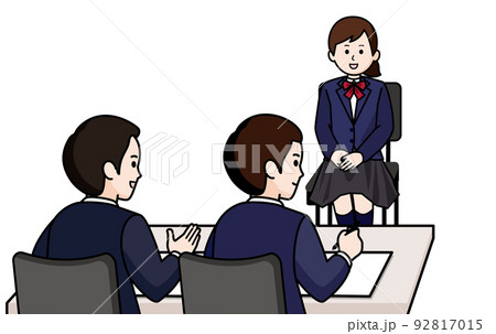 面接試験を受ける女子生徒 面接官男性二人 面接試験を受ける女子生徒 面接官男性二人 92817015