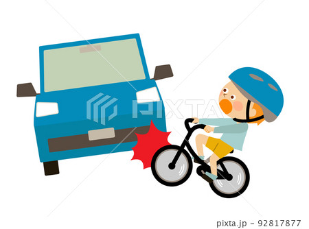 自転車に乗った人と自動車の衝突事故 92817877