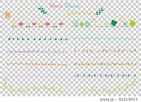Ballpoint pen style hand drawn line illustration material set 92819053