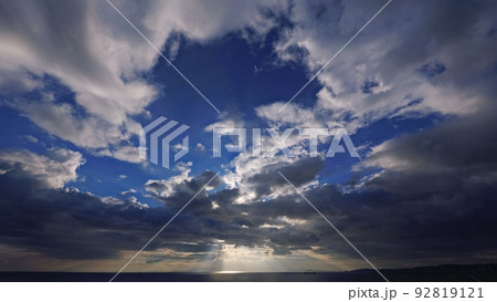 青空と迫力のある雲が広がった午後の空・夏・超広角・空主体・220722pm 青空と迫力のある雲が広がった午後の空・夏・超広角・空主体・220722pm 92819121