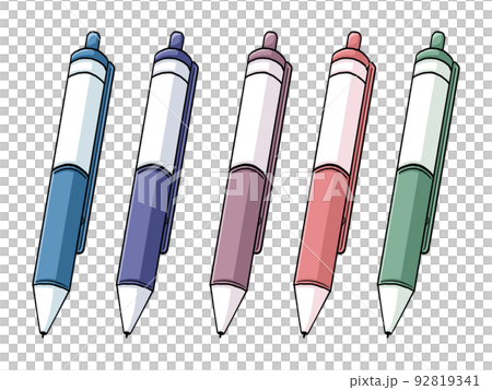 Illustration of 5 types of ballpoint pens or mechanical pencils 92819341