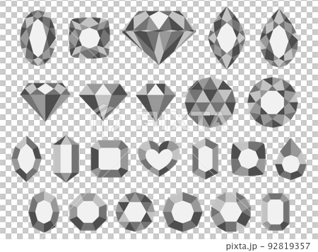 Monochrome gem illustration set of various shapes Monochrome gem illustration set of various shapes 92819357