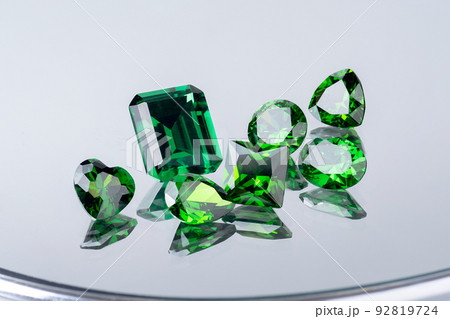 green jewels. Colorful gemstones. Green emeralds 92819724