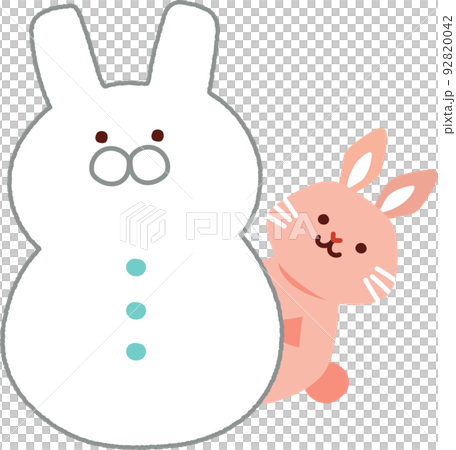 Rabbit character and snowman winter Rabbit character and snowman winter 92820042