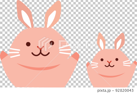 Rabbit character parent and child upper body hands raised 92820043