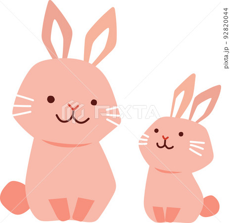 うさぎのキャラクター　親子　全身 92820044