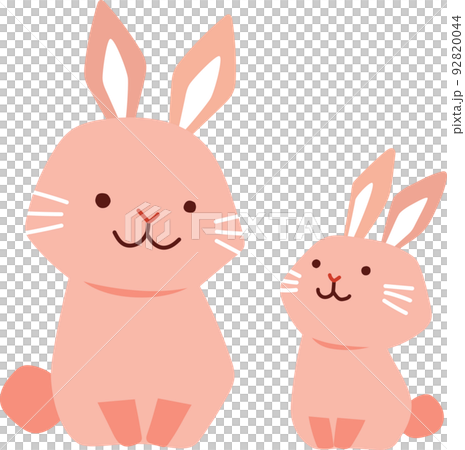 うさぎのキャラクター　親子　全身 92820044