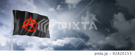Anarchy flag on a cloudy sky Anarchy flag on a cloudy sky 92820153