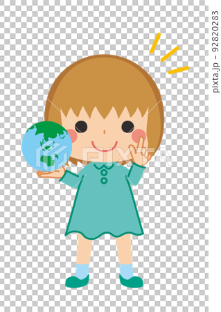 一個可愛的小女孩手裡拿著地球,做指向姿勢剪貼畫白色背景可持續發展目標的插圖 一個可愛的小女孩手裡拿著地球,做指向姿勢剪貼畫白色背景可持續發展目標的插圖 92820283