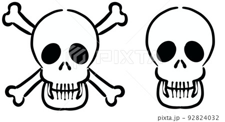 スカルの線画イラスト素材 92824032