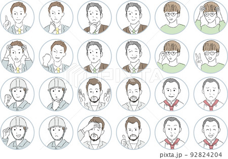 男性の顔アイコン 92824204
