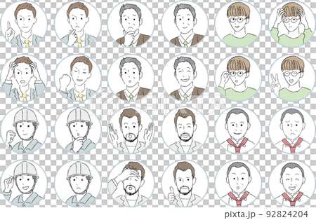 男性の顔アイコン 92824204
