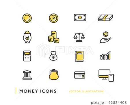 お金や経済のイメージイラスト・アイコン素材 お金や経済のイメージイラスト・アイコン素材 92824408