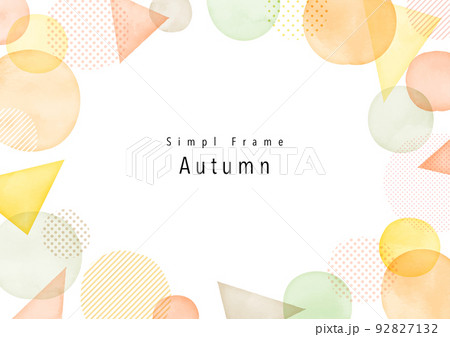 秋の色、手描き、抽象的、幾何学的な水彩風フレームデザイン 92827132