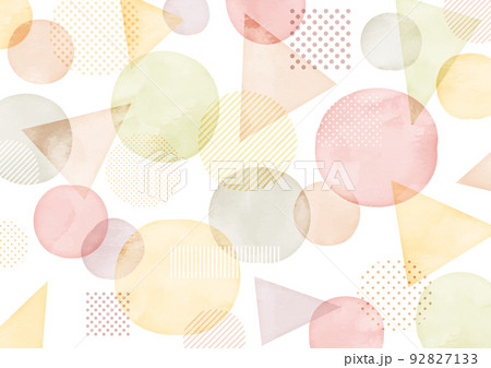 秋の色、手描き、抽象的、幾何学的な水彩風フレームデザイン 92827133