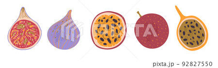 Tropical fruits grenadilla, passion fruit, figs Tropical fruits grenadilla, passion fruit, figs 92827550