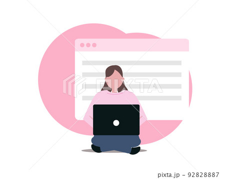 Webサイトを構築する女性 背景透過 Webサイトを構築する女性 背景透過 92828887