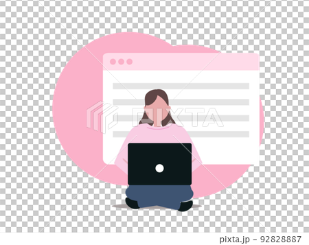 Webサイトを構築する女性 背景透過 Webサイトを構築する女性 背景透過 92828887