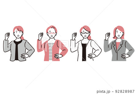 人物 ガッツポーズをするビジネスパーソン女性セット 92828987